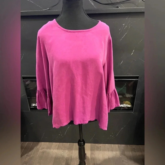 Bryn Walker | Pink Tencell Boho Peasant Top | Size M - Picture 2 of 10